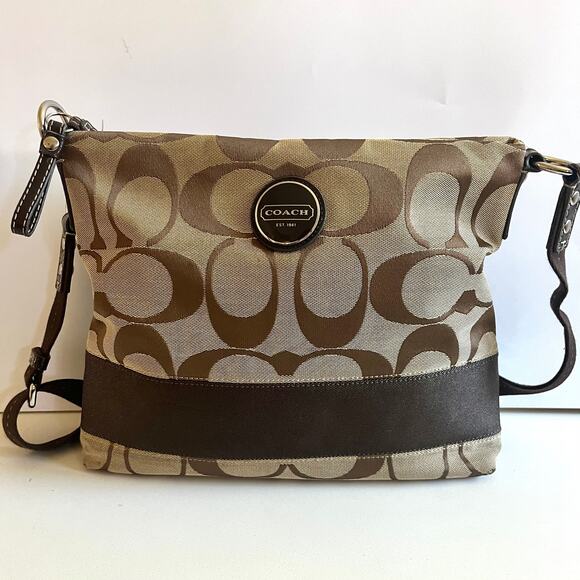 COACH Signature Crossbody, Brown Logo Print - Picture 5 of 16